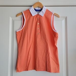 Bobby Jones White Polo with Royal Blue Trim and Coral Interior